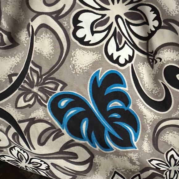 OP Shorts Mens cream Hibiscus Hawaiian Board Surf Swim Trunks Ocean Pacific sz L - Picture 5 of 6